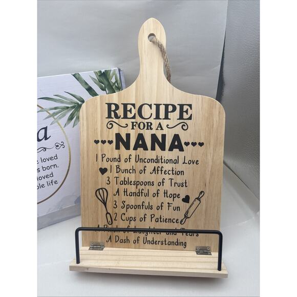 Nana Gifts, Foldable Wooden Cookbook Stand for Grandma, Unique Recipe Stand READ - Picture 2 of 14